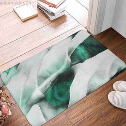 Bath Mats Green Stripe Marble Pattern Anti-Slip Suede Carpet Door Mat Doormat Outdoor Bath Kitchen Living Room Floor Mat Rug Home Decor AA230506