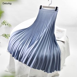 Skirts Women's High-Quality Pleated Skirt with Chiffon Liner High Waist Side Zipper Twill Long Skirts For Women Autumn SK946 230506