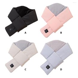 Bandanas 1 2 3 Down Cotton Heated Scarf Windproof Rechargeable Electric Heating Solid Colour Scarfs Neck Warmer Neckerchief Light Grey