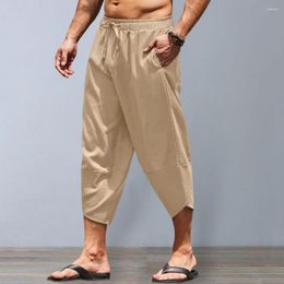 Men's Pants Fashion Men Wide Leg Harem Cropped Trousers Skin-touching Summer Beach Hawaii Casual Streetwear