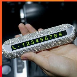 Luxury Car Temporary Parking Card Telephone Number Plate Magnetic Adsorption Design Car Stuff Bling Car Accessories for Woman