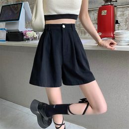 Women's Shorts Y2K Women High Waist White Korean Fashion Pleated Wide Leg Pants Summer Casual All Match Female Preppy Style 230505