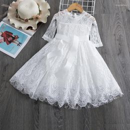 Girl Dresses Elegant Lace Dress White Girls Ceremony Formal Wedding Party Pageant Gown Costume Princess Children Year