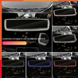 Luxurious Rhinestone Car Interior Rearview Mirror Decor Charm Crystal Diamond Rear View Mirror Cover Bling Car Accessories for Girls
