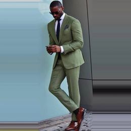 Men's Suits Blazers Men Set Green Single Button Party Two Piece Jacket Pants Formal Wedding Dress Suit Blaizer Masculino 230506