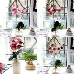 Decorative Flowers Simulation Phalaenopsis Flower Latex Orchid Leaves Artificial Fake For Home Wedding Deco O2j8