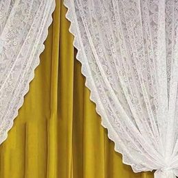 Curtain Useful Tulle Solid Color Window Drapes Easy To Install Decorative 200x140cm Living Room Pastoral French Lace