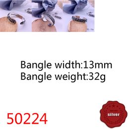 50224 bangle Hip Hop S925 Sterling Silver Bracelet Punk Style Vintage Personalized Cross Flower Letter Jewelry Couple Popular Accessories