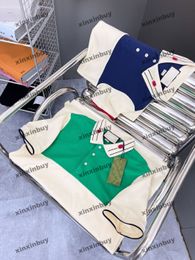 xinxinbuy Men designer Tee t shirt 23ss Letter embroidery pattern collar short sleeve cotton women green khaki S-2XL