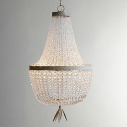 Pendant Lamps American Country Retro Crystal Chandelier European Double-decker Duplex Building Atmosphere Living Room Lamp