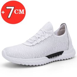 Men Elevator Shoes Height Increase Shoes for Man 7cm Summer Casual Lift Sneakers Footwear White Casual Sport