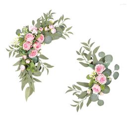 Decorative Flowers 2pcs Artificial Floral Swags Centerpieces Wedding Flower Greenery Arrangements For Table Decor Wall Window Arch Home