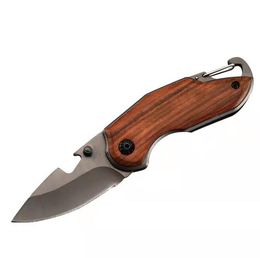 Stainless steel blade Knife Wood Handle EDC knives Outdoor Camping Hunting Folding Pocket Knife multifunction emergency EDC survival Tool