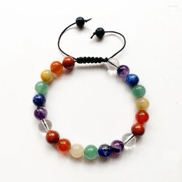 Strand 7 Chakra Stones Bracelet Healing Crystal Beaded Yoga Natural Lava Stone Beads End Adjustale 1pc