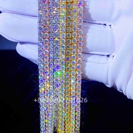 Pass Diamond Tester Iced Out Vvs Lab Diamond 10k Real Solid 3mm 4mm White Gold Moissanite Tennis Bracelet