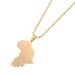 Chains Trendy Chain Jewellery Stainless Steel Africa Country Map Pendant Women Men Unisex Necklace