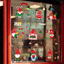 Wall Stickers 9Pcs Electrostatic Christmas Glass Double Side Printed PVC Fridge Door Window For Living Room