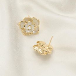 Stud Earrings High Quality Women's Rose Fairy Drop Oil Gold Pearl Simplicity Personalized