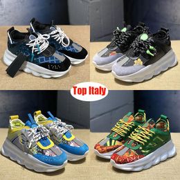 2023 Top Designer Italy Shoes Chain Reaction Sneakers Casual Shoe Reflective Triple Black White multi-color suede red blue yellow fluo tan Lxuury women men trainers