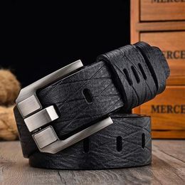 Belts LFMB Cow Genuine Leather Luxury Strap Male Belts for Men Large Plus Size100-160cm Vintage Pin Buckle Men Belt High Quality 230506