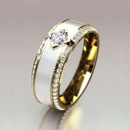 Wedding Rings Huitan Romantic ProposalEngagement for Women Timeless Design Shiny Crystal Zircon Graceful Lady Ring Jewelry High Quality 230505