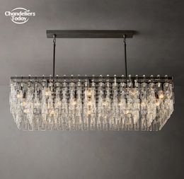 Marignan Rectangular Chandeliers Modern Clear Glass Hanging Lights for Living Room Dining Room Kitchen Island Pendant Lamps Lustre