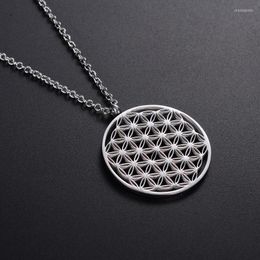 Pendant Necklaces Stainless Steel Round Flower Of Life Pendants Mandala Accessories Handmade Jewellery For Women Birthday Gifts