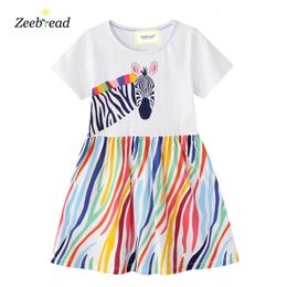 Girl s Dresses Zeebread Zebra Print Fashion Summer Cotton Girls Baby Cute Costume Short Sleeve Children Casual Dress For School 230506