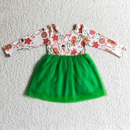 Girl Dresses Wholesale Cute Gingerbread Green Tulle Dress Fashion Holiday Party Birthday Gift Christmas For Kids