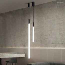 Pendant Lamps Nordic Designer LED Bedroom Bedside Chandelier Bar Front Desk Long Tube Stair Simple Hanging Line For Living Room