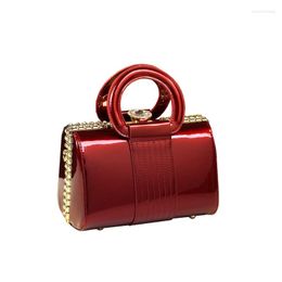 Evening Bags Luxury Boston Messenger For Women Leather Handbag Patent Shoulder Bag Ladies Red Wedding Clutch Top Handle