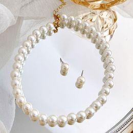 Necklace Earrings Set Fashion White Pearl Bridal Sets Women Party Wedding Christmas Gifts