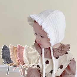 Caps Hats Lace Infant Hats Spring Girl Baby Bonnet Hat Solid Colour Cotton Newborn Ear Protection Warm Cap