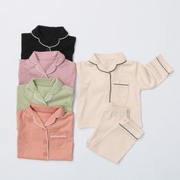 Clothing Sets Spring Autumn Baby Boy Girl Simple Loose Pajamas Toddler Child Long Sleeve Solid Cotton Sleepwear 2 Pcs Suits 0 5 Years 230506
