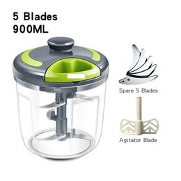 Mills Manual Meat Grinder Hand pulled Vegetable Cutter 500ml 900ml Kitchen Tools Hand Mixer Chop Fruit Wist Shredder 230505