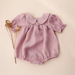 Jumpsuits Baby clothing one piece of linen cotton born baby clothing girl baby jumpsuit 024M 230505