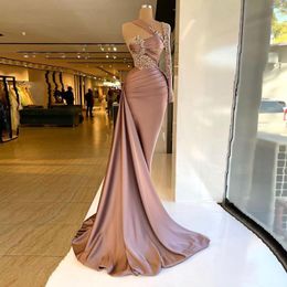 Party Dresses Gorgeous Elegant Prom Single Long Sleeve Appliques Mermaid Train Women Evening Pageant Gowns Plus Size Custom Made