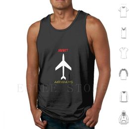 Men's Tank Tops Janet Airways Vest Cotton Airplanes Travel Art Fun Shapes Theme