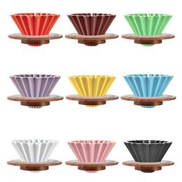 Coffee Philtres Ceramic Dripper Pour Over Maker Handmade Origami Philtre Cup Flower Shape Funnel Drip Cafe Cake Home 230505