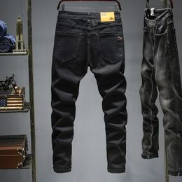 Men's Jeans Men's Straight Cut Jeans Pants Light Black Straight Leg Pants Fit Male Vintage Large Business Denim Trousers 230506