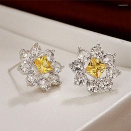 Stud Earrings CAOSHI Elegant Temperament Women With Flower Shape Bright Zirconia Accessories For Party Exquisite Lady Jewellery