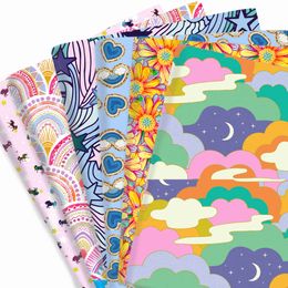 Fabric Rainbow cotton fabric printed cloth Colour padded patches needlework diy handmade home textile bows hair bandana craft P230506