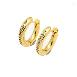 Hoop Earrings Korea Style Nickel Free Anti Rust Silver Gold Plated Copper CZ Setting Round Huggie Earring For Women Ladis