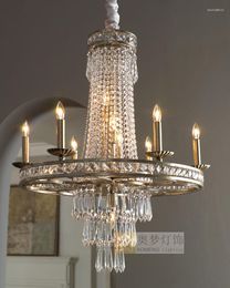 Pendant Lamps American Country Chandelier Living Room Dining Lamp Creative Personality French Luxury Wrought Iron Crystal