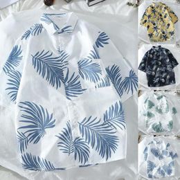 Men's Casual Shirts Men Shirt Colorful Print Turn-down Collar Beach Top For Holiday