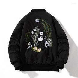 Men's Jackets Panda Embroidery Winter Padding Bomber Jacket Men Anime Cartoon Sukajan Mens Quilted Coats Oversize Windbreaker 2023