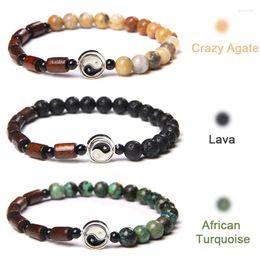 Strand Tai Chi Yin Yang Bracelet Wood Beads 6MM Natural Stone Energy Balance Friend Matching Couple Jewelry