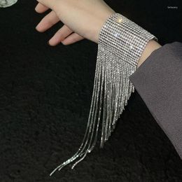 Bangle Exaggerated Super Flash Bracelet Wide Edge Tassel Full Drill Fashion Everything Temperament Net Red Accessorie