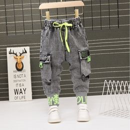 Jeans Baby Boys Girls Pants Children Trousers 1 9Yrs Casual Letter Cartoon For Kids 230506