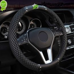 New 2022 38cm Leather Car Steering Wheel Set Car Steering-Wheel Handle Covers Diamond Car Bling Accessories Interior for Woman